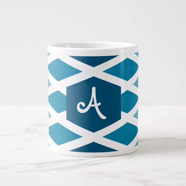 Blue Diamond Ombre Monogram Jumbo-Tasse (Vorderseite)