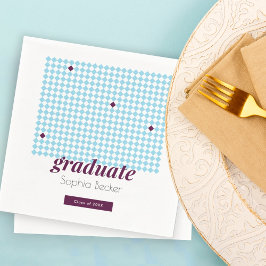 Blue Diamond Pattern Moderne Schriftart Graduation Serviette