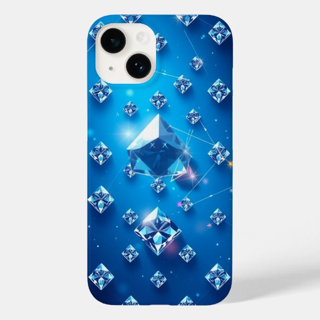 Blue Diamond Pattern - Stilvoll mobil Case-Mate iPhone 14 Hülle (Rückseite)