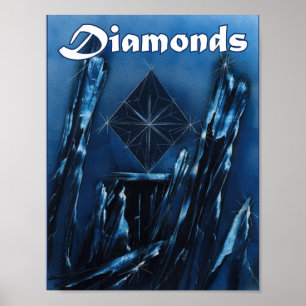 Blue Diamond Playing Card Anzug Poster