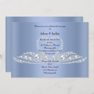BLUE Diamond SWAN ELEGANT WEDING Einladung