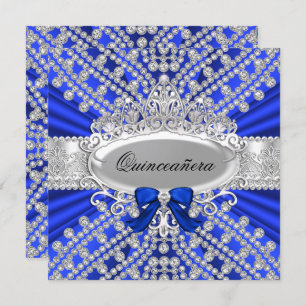 Blue Diamond & Tiara Quinceañera Invitation