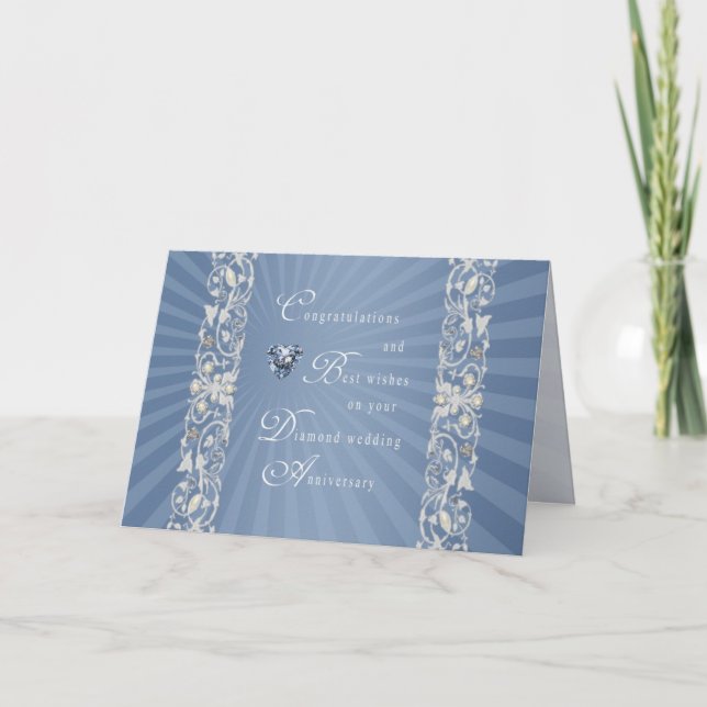 Blue Diamond Wedding Anniversary Card Feiertagskarte (Vorderseite)