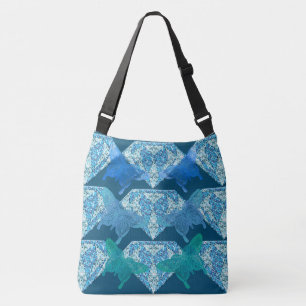 Blue Diamonds and Lace Butterfells Tragetaschen Mit Langen Trägern