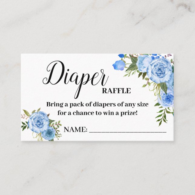 Blue Diaper Gewinnspiel Baby Dusche Gewinnkarte Platzkarte (Vorderseite)