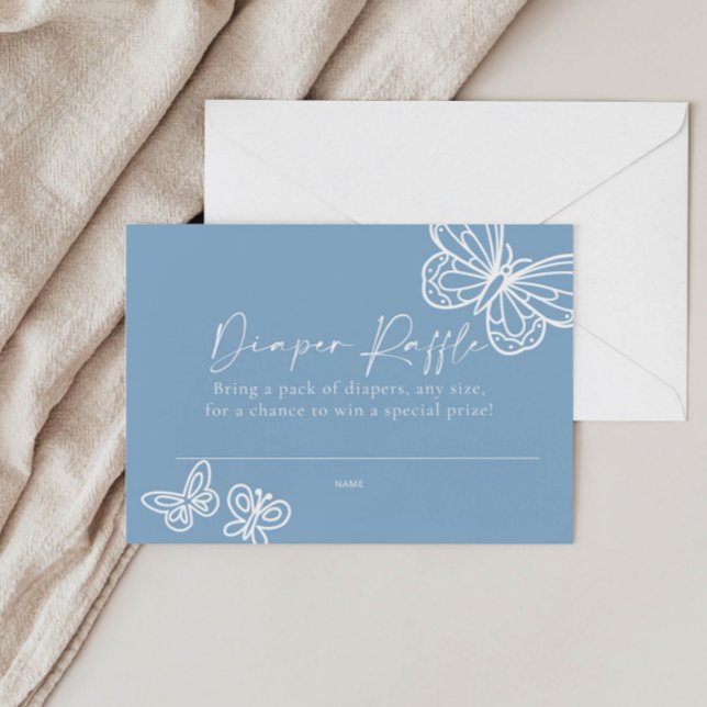 Blue Diaper Raffle Boho Baby Duschkarte Mitteilungskarte (Von Creator hochgeladen)