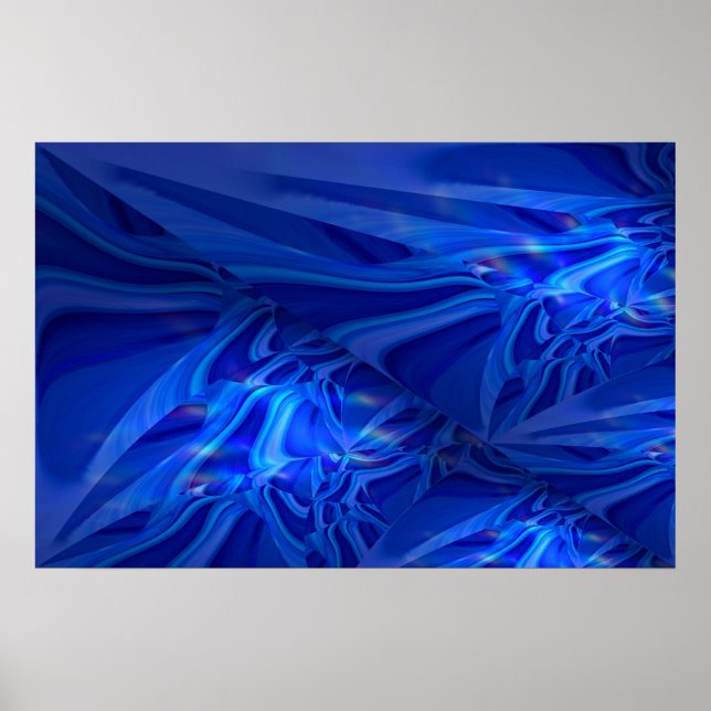 Blue Digital Abstrakt Painting Poster (Vorne)