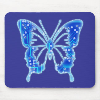 Blue Digital Butterfly, individueller Hintergrund Mousepad
