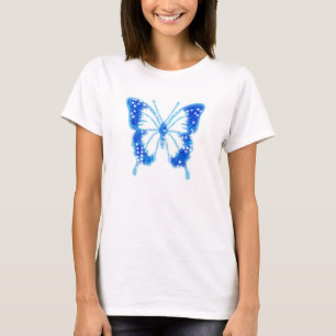 Blue Digital Butterfly, individueller Hintergrund T-Shirt