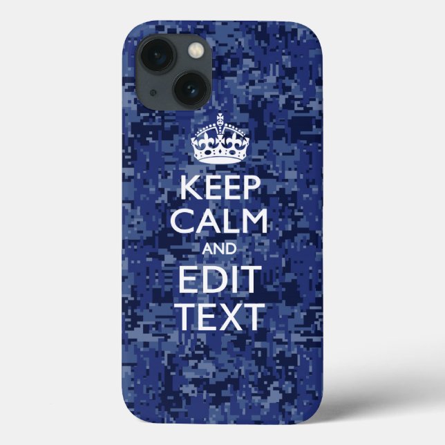 Blue Digital-Camouflage BEHALTE den CALM-Text Case-Mate iPhone Hülle (Rückseite)