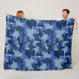 Blue Digital Camouflage Fleece Blanket