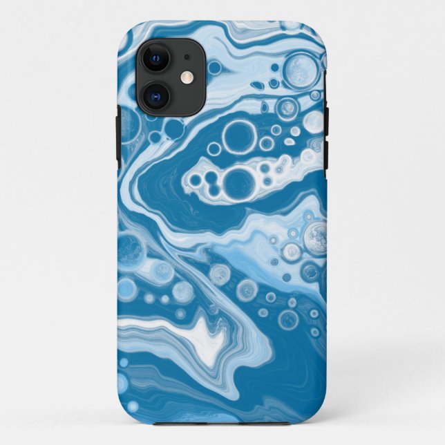 Blue Digital Fluid Art Marmor Pour Painting Cells Case-Mate iPhone Hülle (Rückseite)