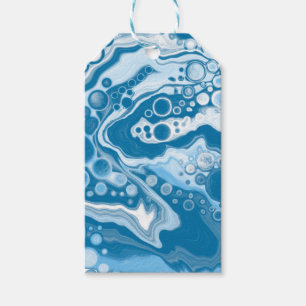 Blue Digital Fluid Art Marmor Pour Painting Cells Geschenkanhänger