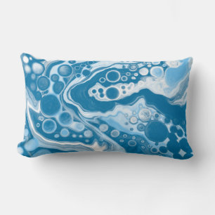 Blue Digital Fluid Art Marmor Pour Painting Cells Lendenkissen