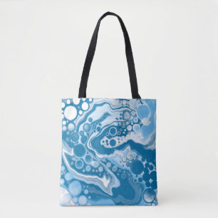 Blue Digital Fluid Art Marmor Pour Painting Cells Tasche