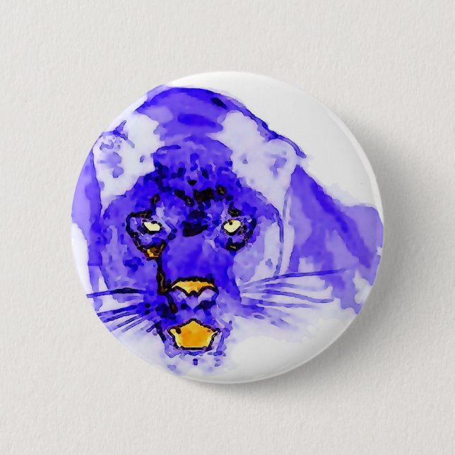 Blue Digital Pop Art Jaguar Button (Vorderseite)