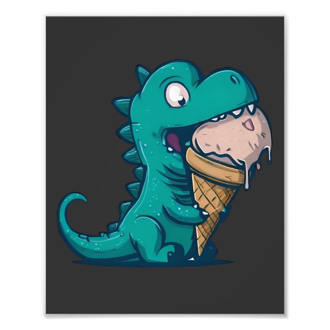 Blue Dino Liebe Ice Cresta: Cartoon Fotodruck (Vorne)