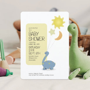 Blue Dino mit Mylar Balloons Baby Dusche Einladung