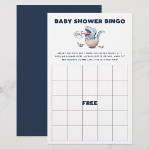 Blue Dinosaur Baby Dusche Bingo Spiel