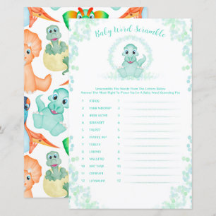 Blue Dinosaur Baby Word Scramble Baby Showspiel