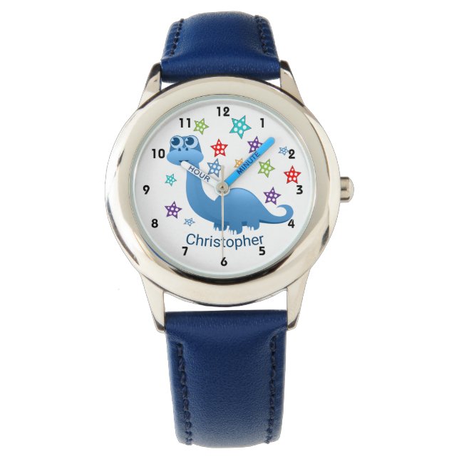 Blue Dinosaur Kid Armbanduhr (Vorderseite)