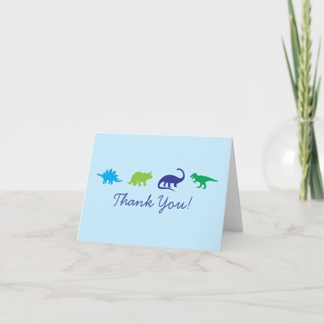 Blue Dinosaur Niedlich Kid's Danke Stationary Card (Vorderseite)