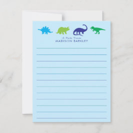 Blue Dinosaur Niedlich Kid's Dino Flat Stationary  Dankeskarte