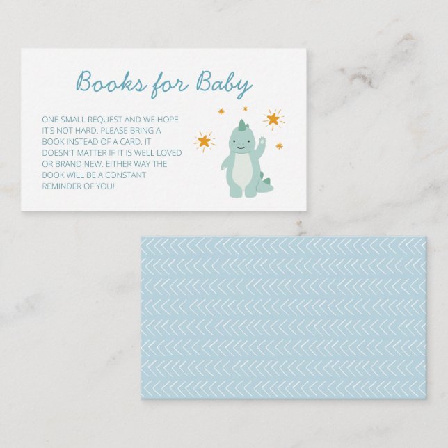 Blue Dinosaur Stars Boy Books for Baby Request Begleitkarte (Vorne/Hinten)