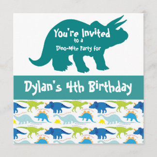 Blue Dinosaur Triceratops Geburtstagseinladungen Einladung