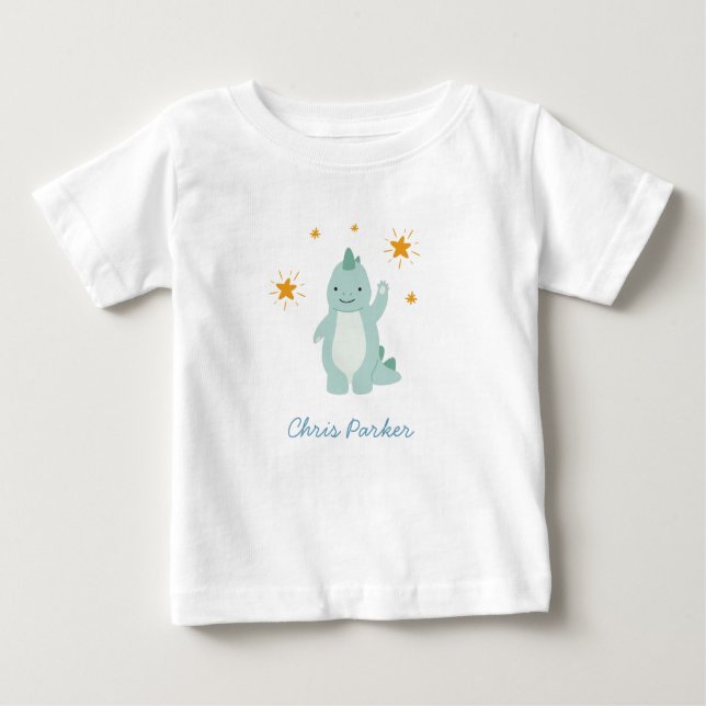 Blue Dinosaur Twinkle Star Boy Baby T-shirt (Vorderseite)