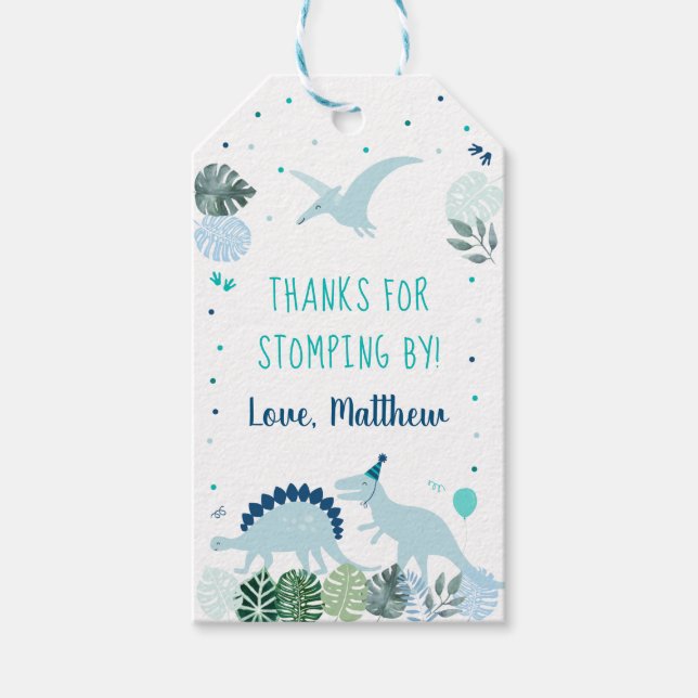 Blue Dinosaurier Danke für das Stomping bis zum Ge Geschenkanhänger (Vorderseite)