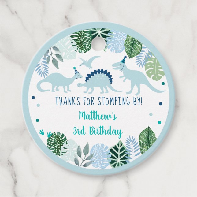 Blue Dinosaurier Danke für das Stomping bis zum Ge Geschenkanhänger (Vorderseite)