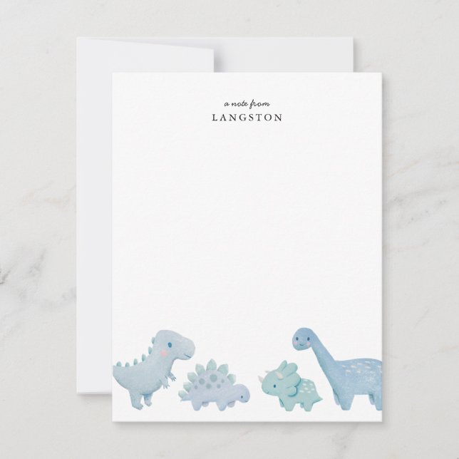 Blue Dinosaurier Kids Note Card Mitteilungskarte (Vorderseite)