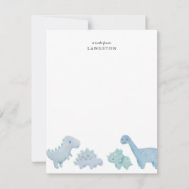 Blue Dinosaurier Kids Note Card Mitteilungskarte