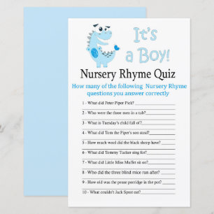 Blue Dinosaurier Kinderzimmer Rhyme Quiz Babydusch