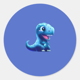 Blue Dinosaurier Niedlich Runder Aufkleber