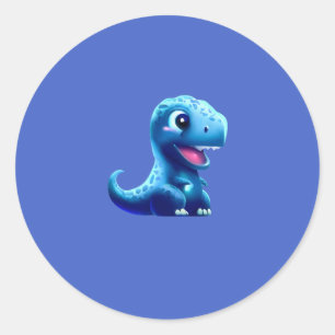Blue Dinosaurier Niedlich Runder Aufkleber