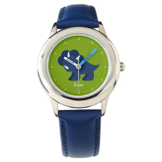 Blue Dinosaurier Personalisiert Armbanduhr (Vorderseite)