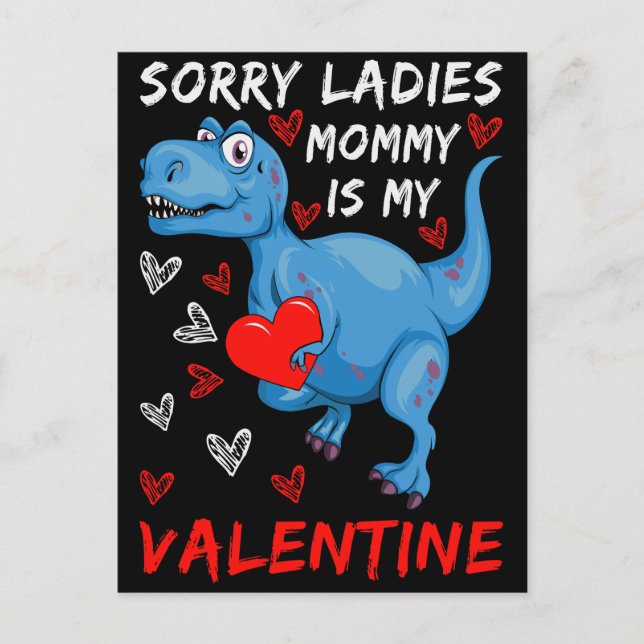 Blue Dinosaurier Sorry Ladys Mommy ist mein Valent Postkarte (Vorderseite)