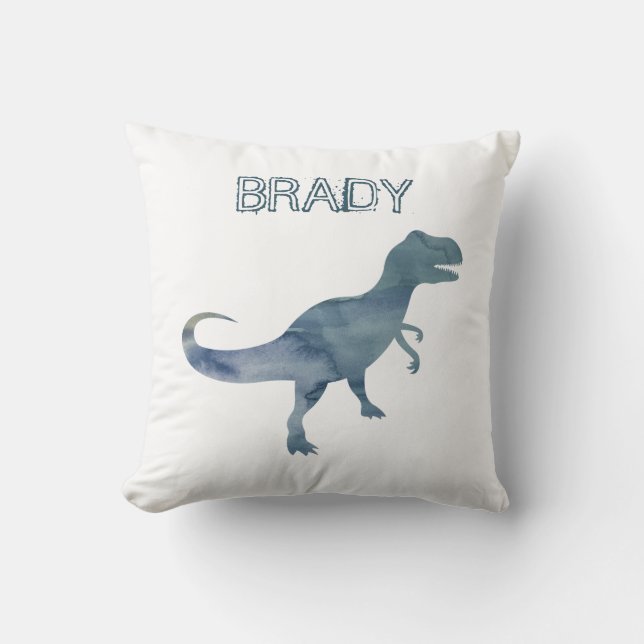 Blue Dinosaurier Trex Individuelle Name Throw Kiss Kissen (Vorderseite)