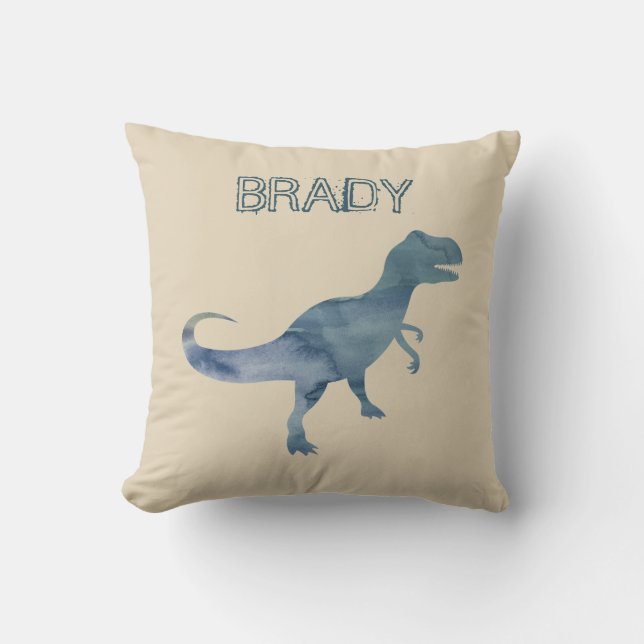 Blue Dinosaurier Trex Individuelle Name Throw Kiss Kissen (Vorderseite)