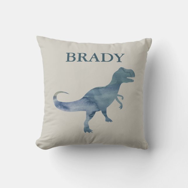 Blue Dinosaurier Trex Individuelle Name Throw Kiss Kissen (Vorderseite)
