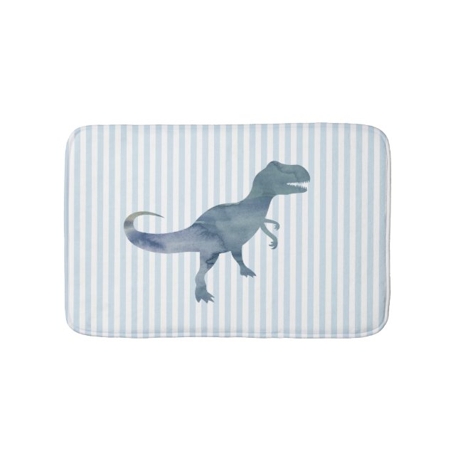 Blue Dinosaurier Trex Stripe Bath Mat Badematte (Vorderseite)