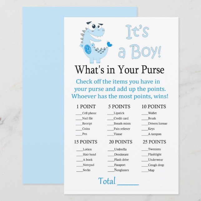 Blue Dinosaurier Was ist in Ihrem Geldbörsenspiel? (Vorne/Hinten)