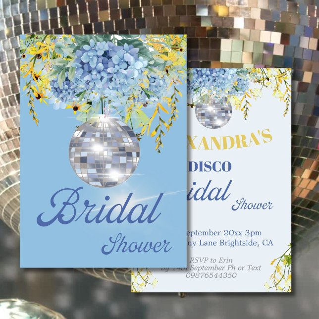 Blue Disco Ball Blumen Bridal Dusche Einladung (Von Creator hochgeladen)