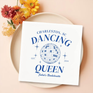 Blue Disco Ball Retro Junggeselinnen-Abschied Serviette