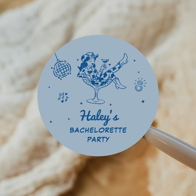 Blue Disco Cowgirl Rodeo Runder Aufkleber (Von Creator hochgeladen)