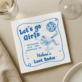 Blue Disco Rodeo Cowgirl Bachelorette Serviette