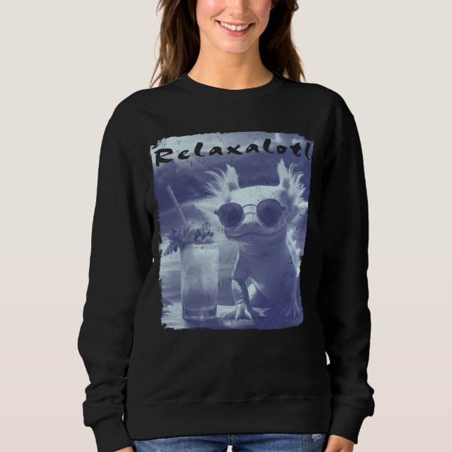 Blue Distressed Relaxalotl Axolotl Sweatshirt (Vorderseite)