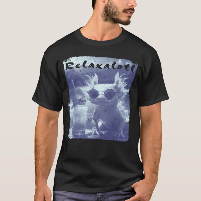 Blue Distressed Relaxalotl Axolotl T-Shirt (Vorderseite)